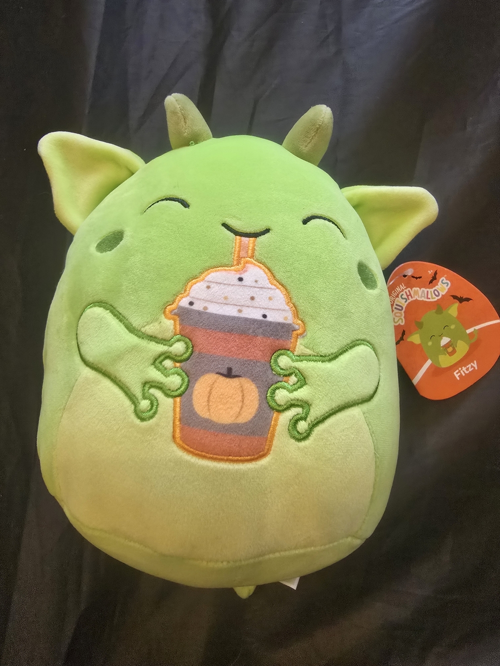 Squishmallow Fitzy the Goblin Holding Pumpkin Drink